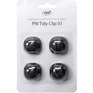 PNI Tidy Clip 01 Multifunctionele kabelorganizer voor 12 4 x 3 kabels met een diameter van 7 mm, zwart, 4 stuks