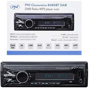 DAB radio MP3 autospeler PNI Clementine 8480BT 4x45w, 12 / 24V, 1 DIN, met SD, USB, AUX, RCA, Bluetooth en USB 1.5A voor het opladen van telefoons