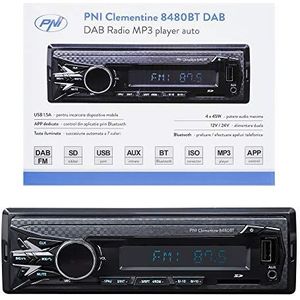 Dab Autoradio MP3 autospeler PNI Clementine 8480BT 4x45w, 12/24V, 1DIN, met SD, USB, AUX, RCA, Bluetooth en USB 1.5A voor het opladen van de telefoon