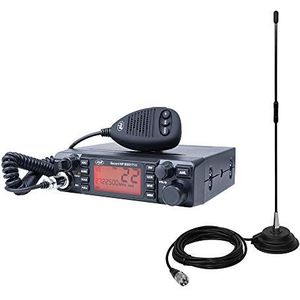 PNI PNI-PACK80PRO Radio CB Escort HP 9001 Pro ASQ verstelbaar, AM-FM, 12 V/24 V, 4 W + CB antenne Extra 40 met magneet, 30 W, 26-30 MHz, SWR 1.0, glasvezel
