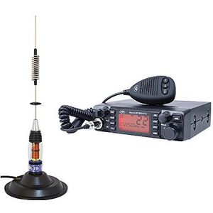 PNI HP 9001 Pro ASQ CB Escort Radio Pack, verstelbaar, AM-FM, 12 V, 4 W + ML70 CB-antenne 26-30 MHz, 200 W, 70 cm, magneet 145 mm inbegrepen