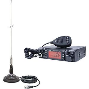 PNI HP 9001 Pro ASQ Escort CB Radio Pack, verstelbaar, AM-FM, 12 V, 4 W + ML100 CB-antenne, 26-30 MHz, 250 W, 100 cm, magneet 125 mm inbegrepen