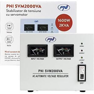 PNI Spanningsstabilisator SVM2000VA met servomotor, 1600 W, 7,2 A, 230 V uitgang (2000 VA, 1600 W), UPS
