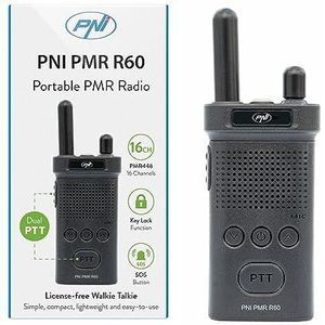 PNI - Draagbare Radio PMR R60 - Walkietalkie - Zwart - 446 MHz - 0,5 W