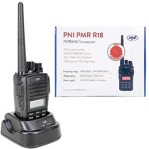 Tweewegradio PNI PMR R18, Walkietalkie, 446MHz, 0,5W, 8CH, CTCSS, DCS, FM-radio, programmeerbaar, waterdicht IP67