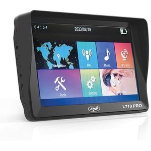 PNI L710 PRO GPS-navigatiesysteem met zonnescherm, 7 inch, 800 MHz, 256 MB DDR, 16 GB intern geheugen, FM-zender, inclusief twee autovoedingen