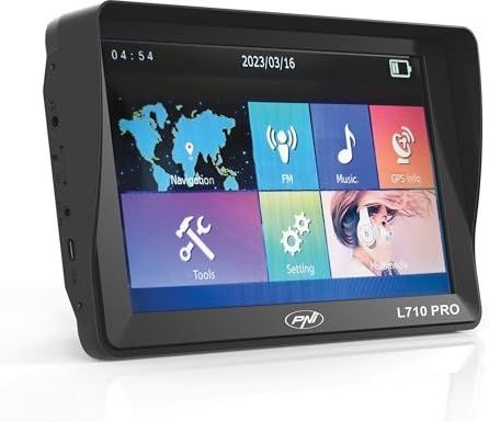 PNI L710 PRO GPS-navigatiesysteem met zonnescherm, 7 inch, 800 MHz, 256 MB DDR, 16 GB intern geheugen, FM-zender, inclusief twee autovoedingen