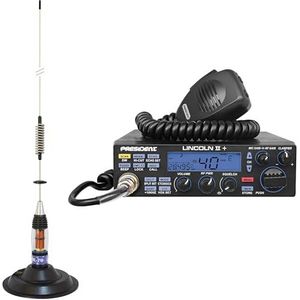 PNI CB President LINCOLN II radiopakket + CB antenne PNI ML70, lengte 70 cm, 26-30 MHz, 200 W, Walkietalkie