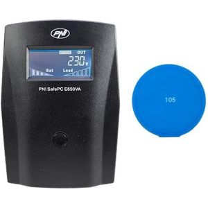 PNI SafePC E650VA UPS-kit, vermogen 390W, 1.8A, uitgang 2 x 230V, LCD-scherm 7.2A batterij inbegrepen + Gift Sticky Pad Blue