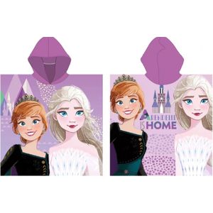 Frozen poncho met capuchon - sneldrogend - Anna en Elsa badponcho - 55 x 110 cm.
