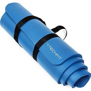 TechFit Fitness professionele yogamat - ideaal voor de sportschool thuis, vloeroefeningen, kamperen, stretchen, pilates 10 en 15 mm (15 mm, blauw)