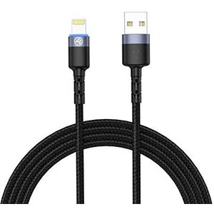 TELLUR Data Kabel, USB naar Lightning, LED, Nylon Braided, 1.2M, Zwart