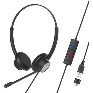 Tellur Voice 320 bedrade headset binauraal zwart (Bedraad, USB-A), Kantoorheadset, Zwart