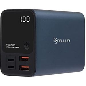 TELLUR Ultra Pro PD903 draagbare oplader voor pc, tablet, smartphone, PD100W Max, QC3.0 22,5 W, digitaal display, snel opladen 100 W, Huawei SuperCharge 22.5 W, totaal vermogen 225 W