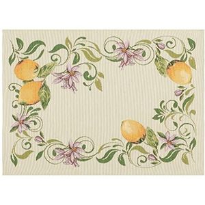 Deco Mex Tapestry, geweven patroon, crème, groen, geel, 35 x 45 cm