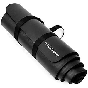 TechFit Fitness professionele yogamat - ideaal voor de sportschool thuis, vloeroefeningen, camping, stretching, pilates 10 en 15 mm (15 mm, zwart)