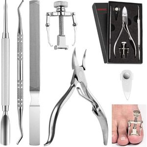 Nagelverzorgingsset | professionele set voor ingegroeide teennagels | 6-delig | kwalitatief hoogwaardige roestvrijstalen manicure- en pedicureset | nageltang | nagelreiniger | nagelvijl | gereedschap voor ingegroeide teennagels