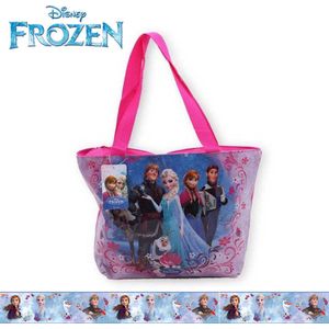 Disney Frozen Handtas - Strandtas Anna, Elsa, Olaf & Kristof 38 x 25 x 12 cm - Roze
