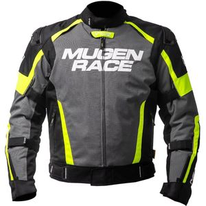 MUGENRACE - Romano - Waterdichte Textieljas - Donkergrijs Zwart Fluo Geel