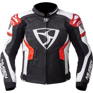 MUGENRACE - Marcus - Leren Jas - Zwart Wit Rood