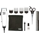 Wahl Home Pro Hair 200 Clipper, tondeuset, bekabelde tondeuse voor mannen, doe-het-zelf kapsels, haarknippen thuis, scheerapparaat voor mannen, wit