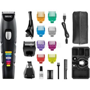 Wahl Multifunktionstrimmer Color Trim Advanced, 18-teiliges Akku-Multigroomer Set, Farbcodierte Aufsteckkämme, Lithium-Ionen-Technologie, USB Aufladung