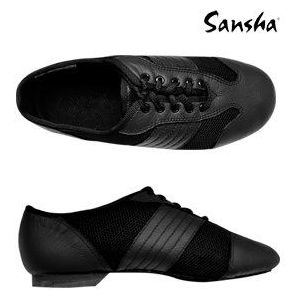 SANSHA V35L SAN LUIS Jazz dansschoenen voor volwassenen van leer/mesh, dames, zwart, 34 EU (maat fabrikant: 4)