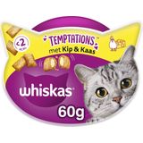 Whiskas Kattensnacks - Temptations Snoepjes - Kip en Kaas - 8x60g