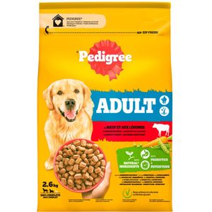 3x Pedigree Adult Hondenbrokken Rund en Groenten 2,6 kg