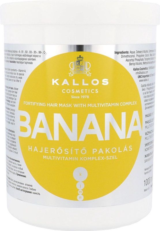 Kallos - KJMN Professional - Haarmasker - Banana - 1000 ml - Multivitamine Complex