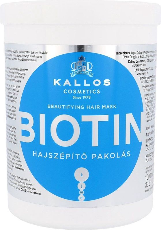 Kallos KJMN Professional Biotin - Haarmasker - 1000 ml - Voor Dun Haar
