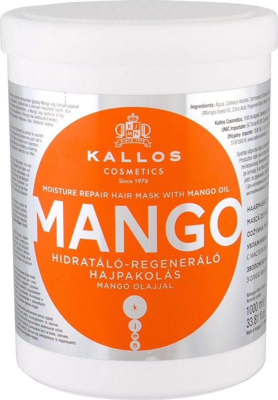 Kallos KJMN Professional Mango - Haarmasker - 1000 ml - Mango Olie