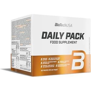 BioTechUSA Daily Pack Multivitamin - 37 actieve ingrediënten, Omega-3, plantenextracten en enzymen - uitgebreide voeding en ondersteuning van het immuunsysteem, 30 verpakkingen