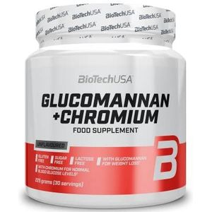 BioTechUSA Glucomannan+Chromium | Niet-gearomatiseerd vezelsupplement | voor gewichtsverlies en ondersteuning van de bloedsuikerspiegel | lactose-, suiker- en glutenvrij, 225 g