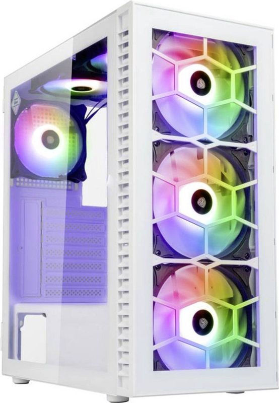 Kolink - Observatory HF Glass - Midi-tower PC-behuizing - Wit - 2 LED-ventilators