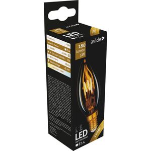 Avide LED Soft Filament kaarslamp 3W, E14 fitting 2700Kelvin 180 Lumen warmwit Glas Avide Lichtbron