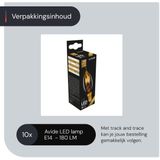 Avide E14 LED Filament Lamp - Extra Warm Wit - 3W - 180lm - Vervangt 20W Gloeilamp - 10 stuks