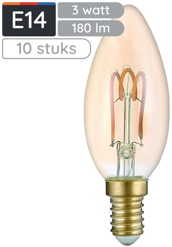 Avide E14 LED Filament Lamp - Extra Warm Wit - 3W - 180lm - Vervangt 20W Gloeilamp - 10 stuks