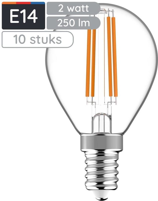 Avide E14 LED Filament Lamp - Extra Warm Wit - Mini Globe P45 - 2W - 10 stuks