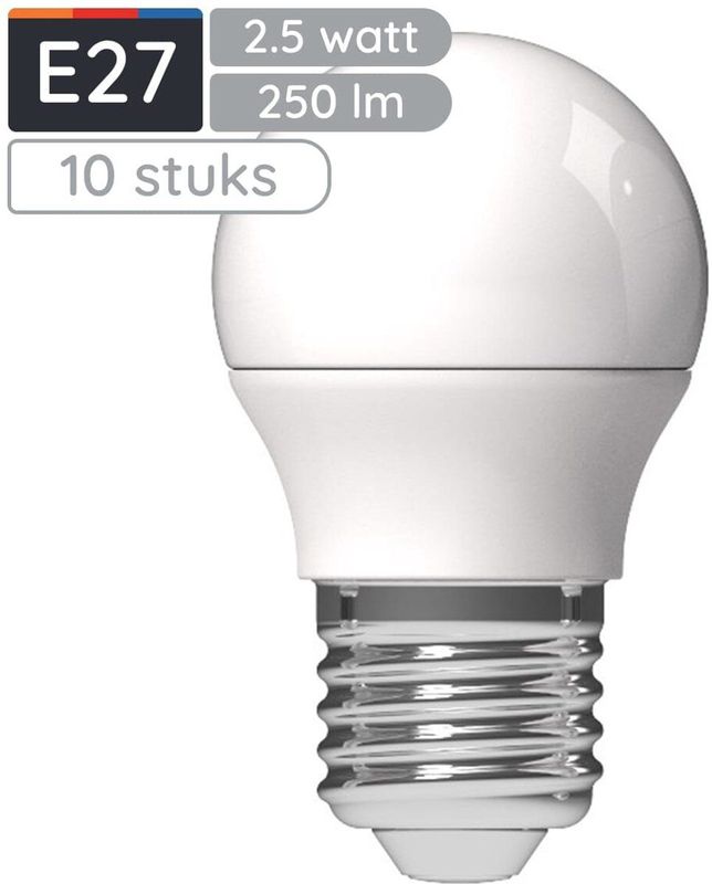 Avide E27 LED Lamp - Koel Wit - LED Mini Globe P45 - 2.5W - 250lm - Vervangt 25W Gloeilamp - 10 stuks