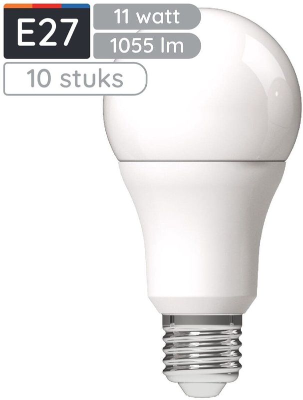 Avide E27 LED Lamp - Neutraal Wit - 11W - 1055lm - Dimbaar - LED Globe A60 - 10 stuks