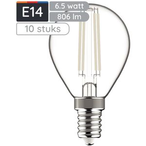 Avide E14 LED Filament Lamp 6.5W - 806lm - 2700K - Extra Warm Wit - LED Mini Globe P45 - Vervangt 60W Gloeilamp - 10 stuks