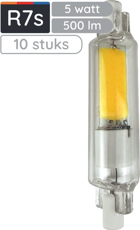 Avide R7s - LED Staaflamp - Dimbaar - 78mm - 5W - 4000K - Wit licht - 10 stuks