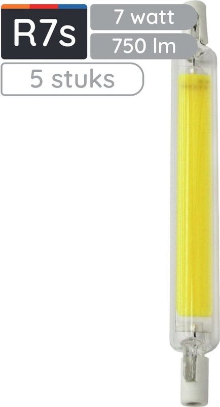 Avide R7s LED Staaflamp - Wit - 118mm - 7W - 4000K - 700lm - 5 stuks