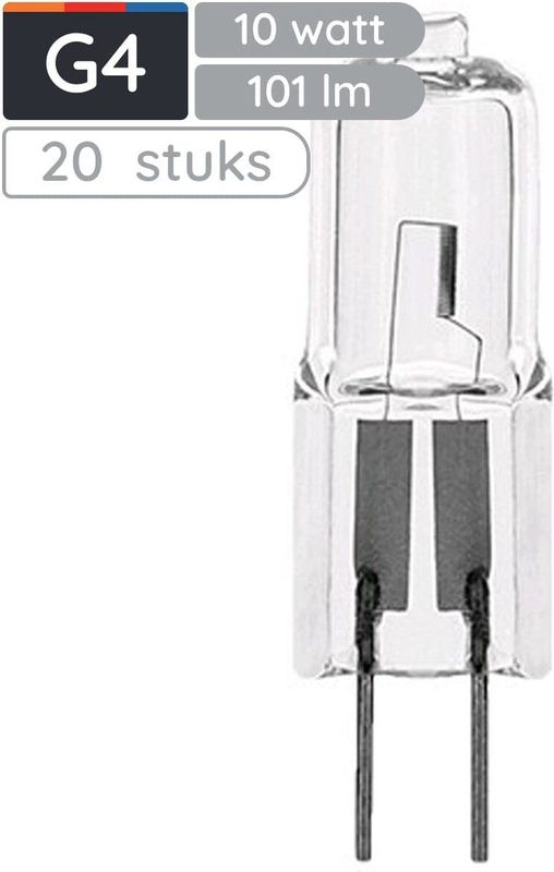 Avide G4 Halogeen 10W 12V Dimbaar - 3000K - 101lm - Halogeen Lampjes Insteek - Warm wit licht - 20 stuks
