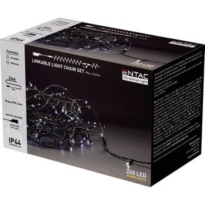 Entac LED Lichtsnoer Kerst 24m - Met Adapter - Kerstverlichting voor Buiten en Binnen - Koppelbaar - Warm Wit Licht