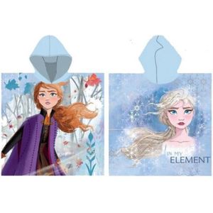 Frozen poncho Anna & Elsa  55 x 110 cm blauw