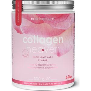 Nutriversum | Rund collageen heaven | Rose lemonade | 300gr 20 servings | 10000mg collageen per serving | Hyaluronzuur | Vrouwen | Supplement | Nutriworld