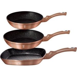 BerlingerHaus WOK FRYER GRANITE 28cm BERLINGER HOUSE ROSE GOLD BH-1512