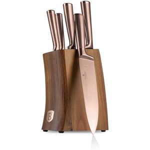 Berlinger Haus - Taupe Collection - Messenset - 6-delig - Roestvrijstaal - Acaciahouten Standaard